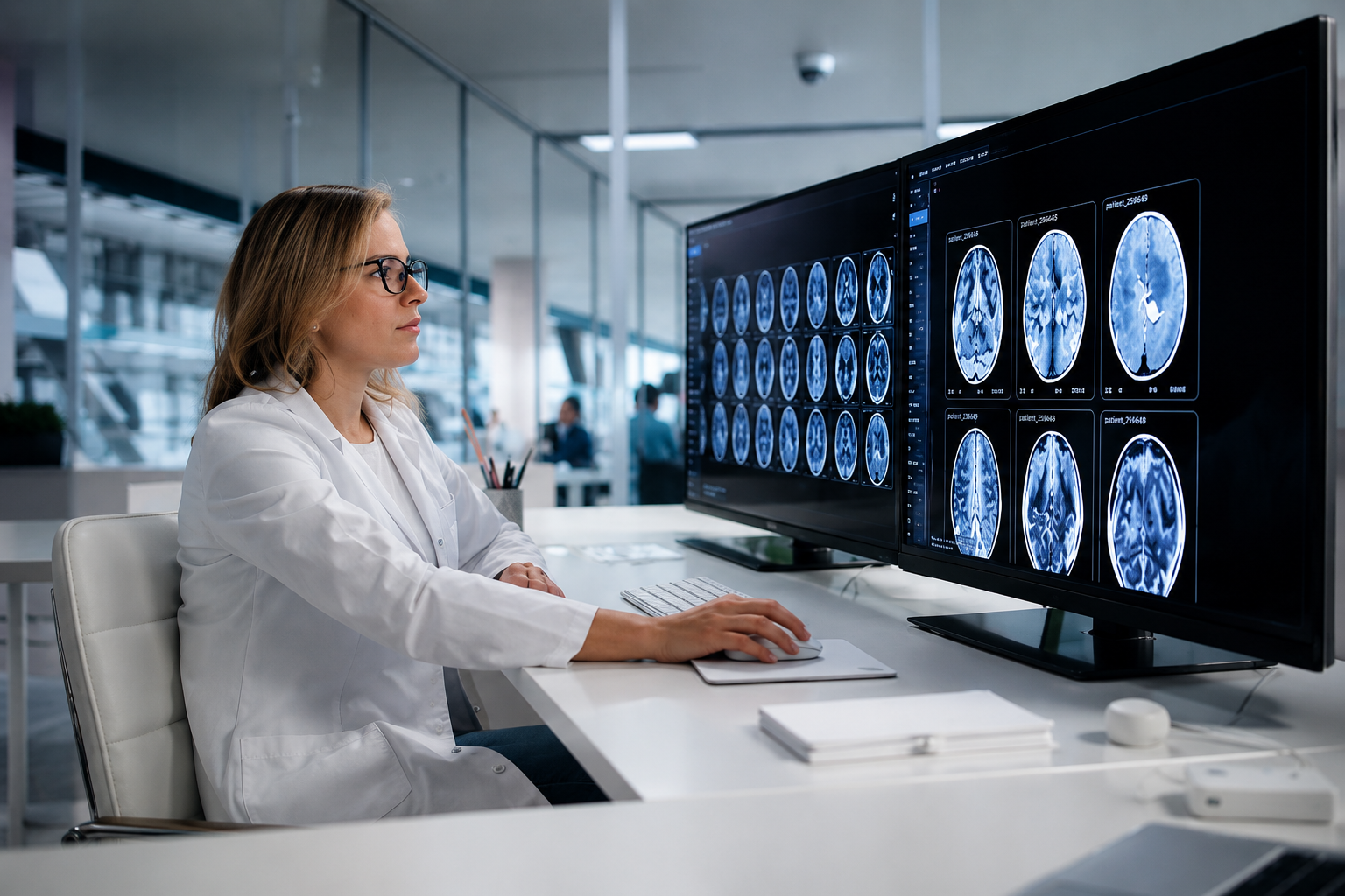 Researcher working with advanced scientific systems to expand knowledge and understanding.